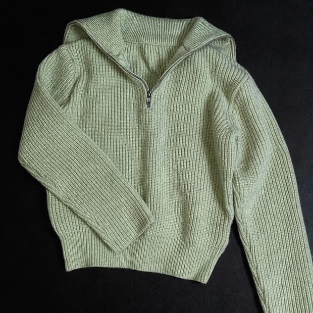 연두 니트 반집업