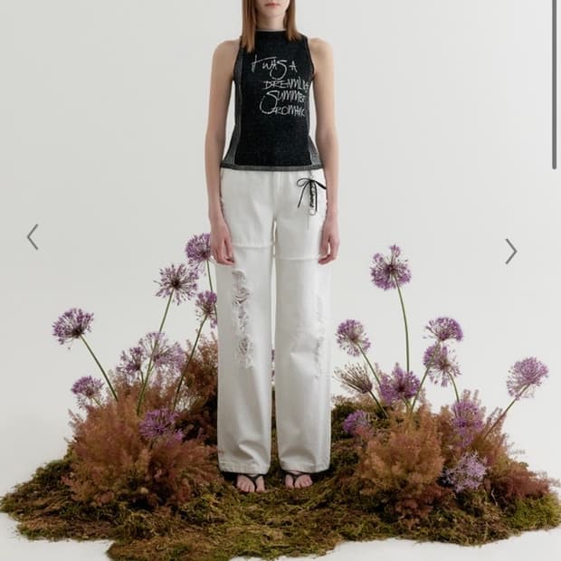 yuse distressed wide denim pants