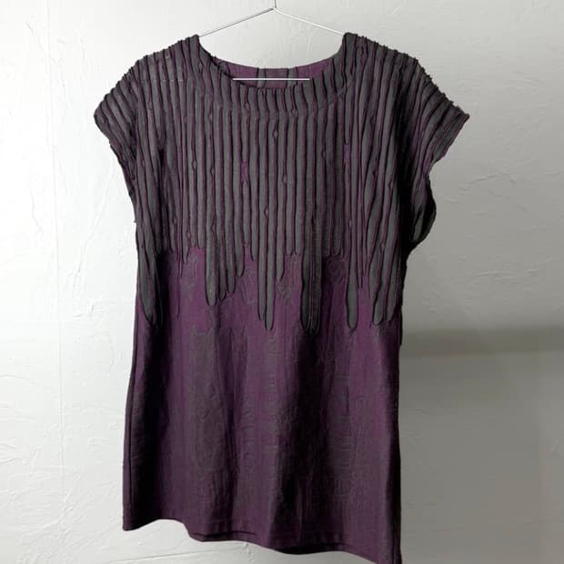 반팔 일본 빈티지 시스루 오리엔탈 패턴