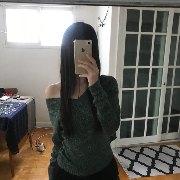 vintage green pearl knit