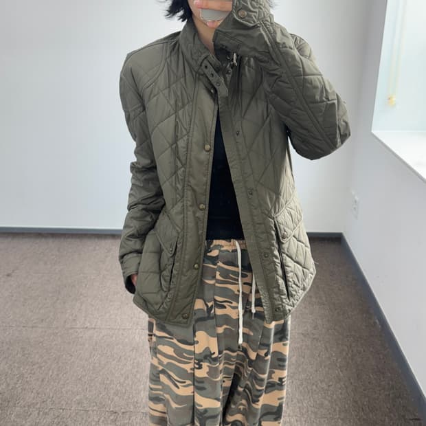 Polo 폴로 하이넥 카키 누빔 점퍼 