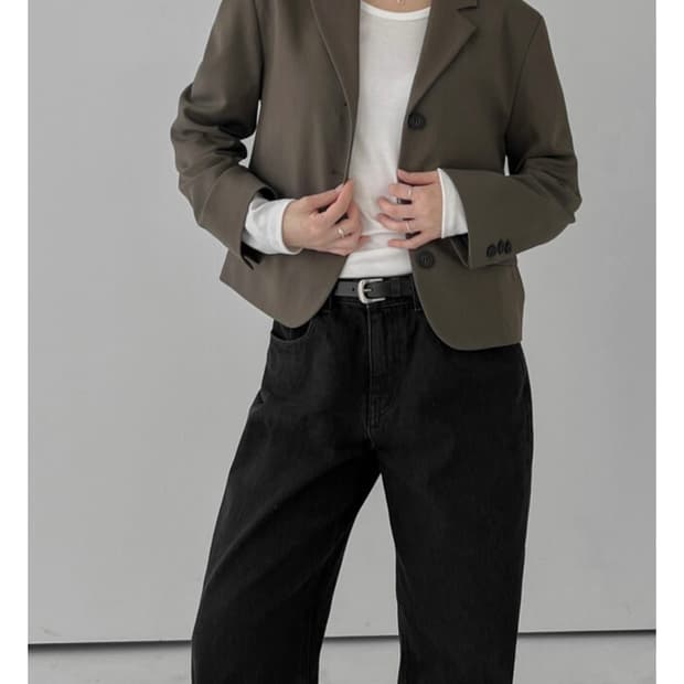 디오어 크롭 라인 자켓 브라운