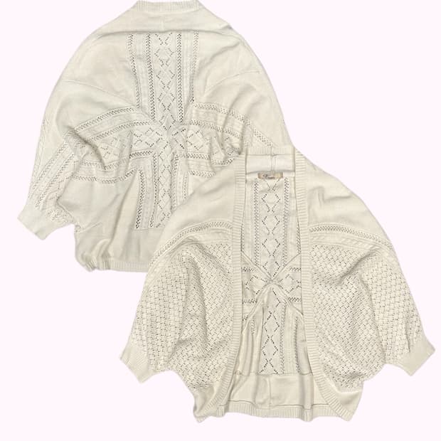 cross crochet ivory cardigan