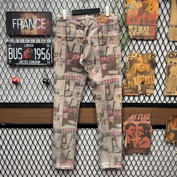 90s 리바이스 501 데님 팬츠 전후면 프린팅 포인트