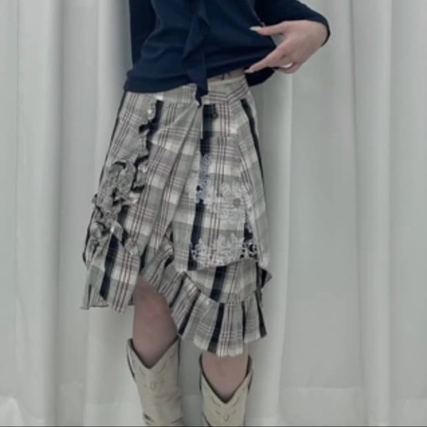 Diesel 디젤 체크 프릴 미니 스커트