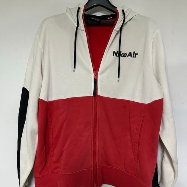 나이키 에어 화이트/레드 컬러 블록 후드집업