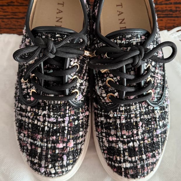 탠디 TANDY 트위드 소가죽 여성화 캐주얼 세미정장 스니커즈 운동화