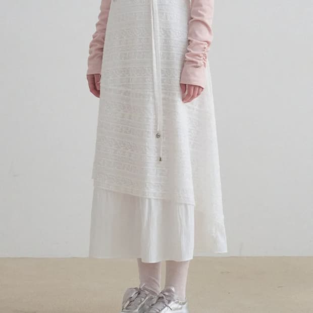 미케네 에그랑틴 레이스 셔링 롱 스커트