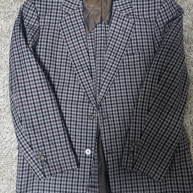 일제 커스텀메이드 체크울 블레이저 사이즈 100