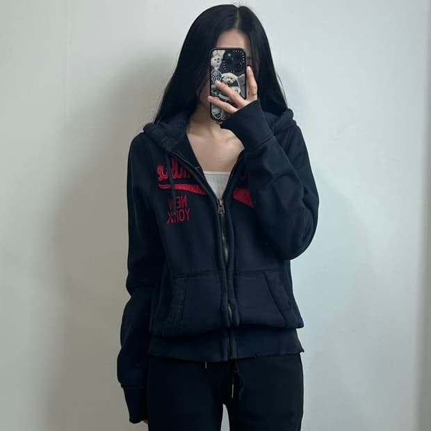 아베크롬비 y2k 와투케 헤비코튼 네이비 후드집업