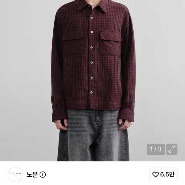 노운 크롭 체크셔츠 와인
