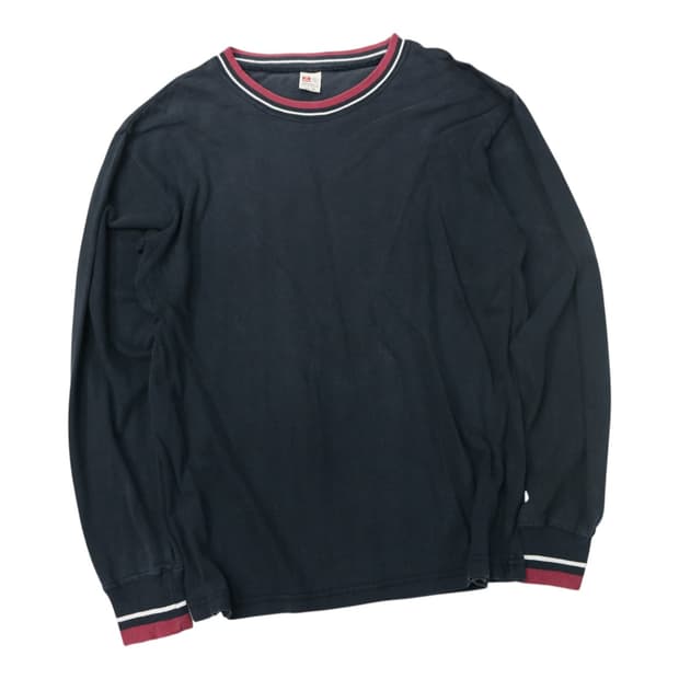 Hanes 헤인즈 빈티지 넥라인 스트라이프 네이비 롱슬리브 (M)