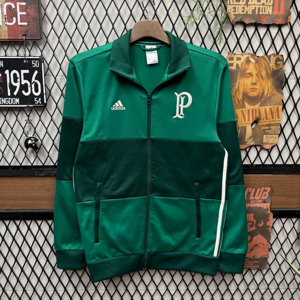 아디다스 팔메이라스 클럽 트랙자켓 전면 로고 포인트 그린