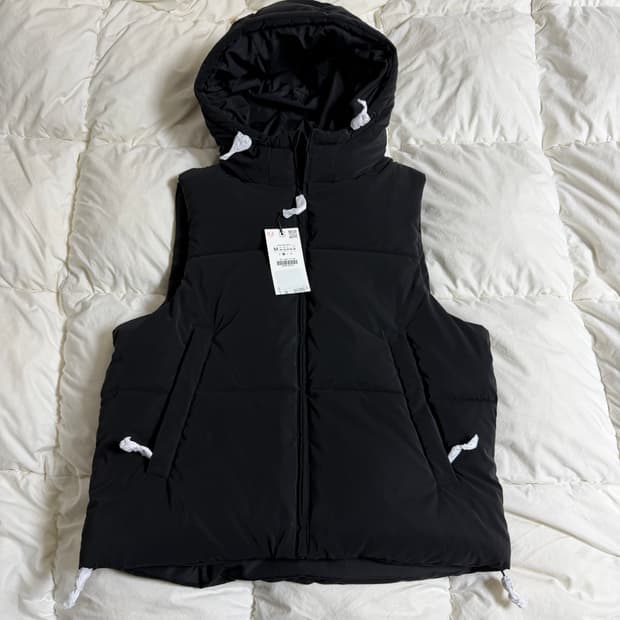 (M) Zara 자라 패딩 조끼 블랙 