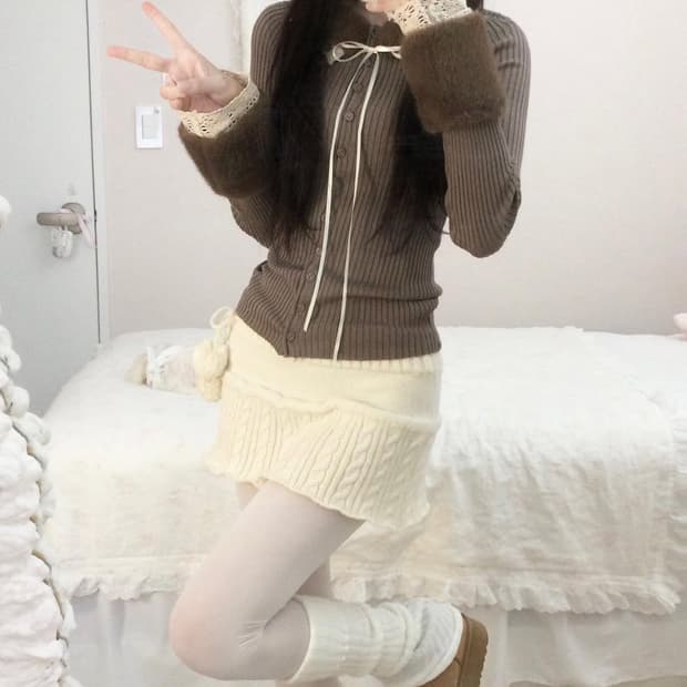 스너그 snug 니트 스커트 라떼갸루