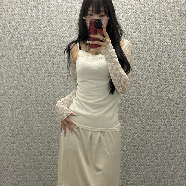 빈티지 재팬 하구미 페어리 레이스코어 슬림핏 나시 K0434