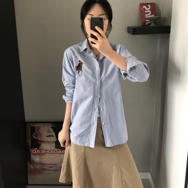 폴로 랄프로렌 빅포니로고 스카이블루 셔츠