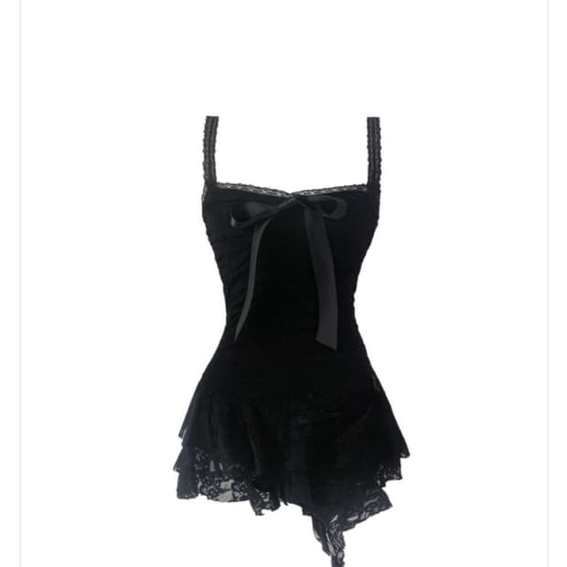 [새상품] 스젠 Temer lace ribbon dress (black)