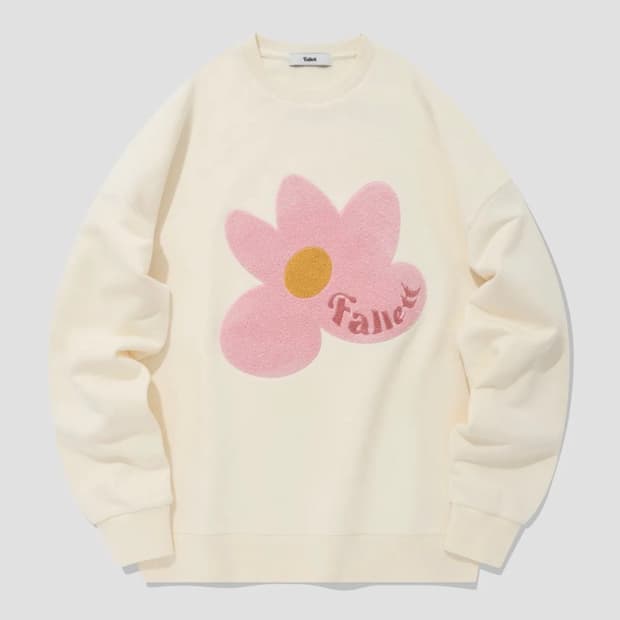 팔렛 부클 플라워 맨투맨 아이보리 S