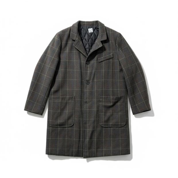 Band of brothers 체크 패턴 퀼팅 안감 코트