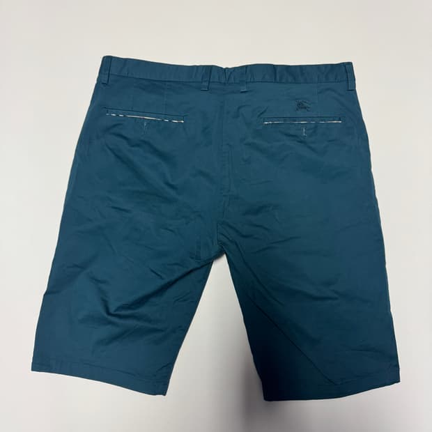 버버리 ESTABLISHED 뒷 로고 반바지 37.7인치 청록