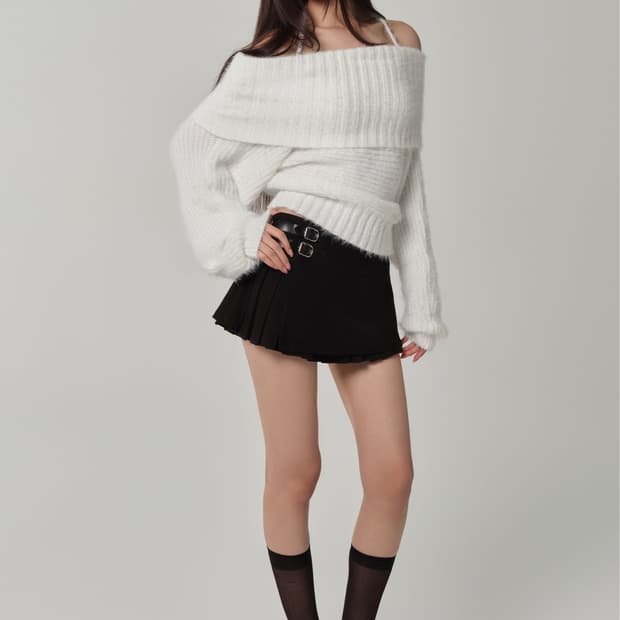 kleesier sofie buckle pleats skirt black