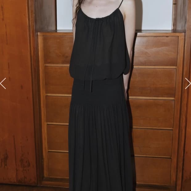 모노하 Draped Shirred Long Skirt (Brown)