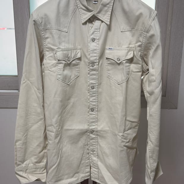 폴로 랄프 로렌 클래식핏 데님 웨스턴 셔츠: 아이보리 / L