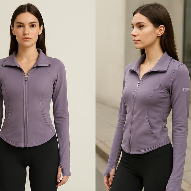 라일락 무드의 슬림핏 집업 요가자켓 M