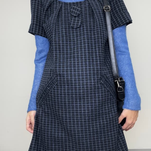 빈티지 네이비 반팔 원피스