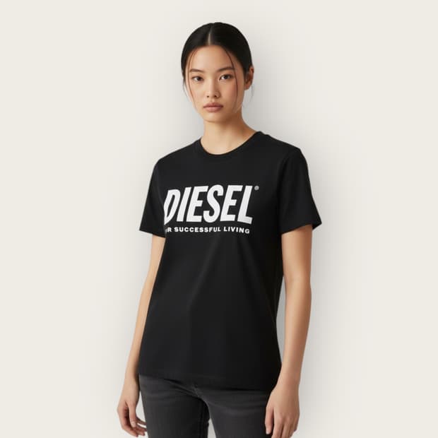 S/ 디젤 로고 프린팅 라운드 반팔