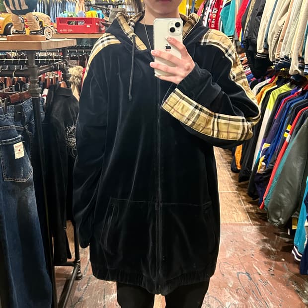 [HI] VTG 벨벳 후드집업 블랙