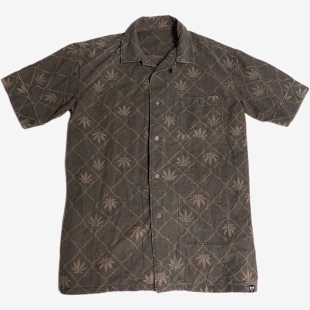 (이체시에눌) PPFM 아카이브 마리화나 패턴 해골미키 콜라보 셔츠