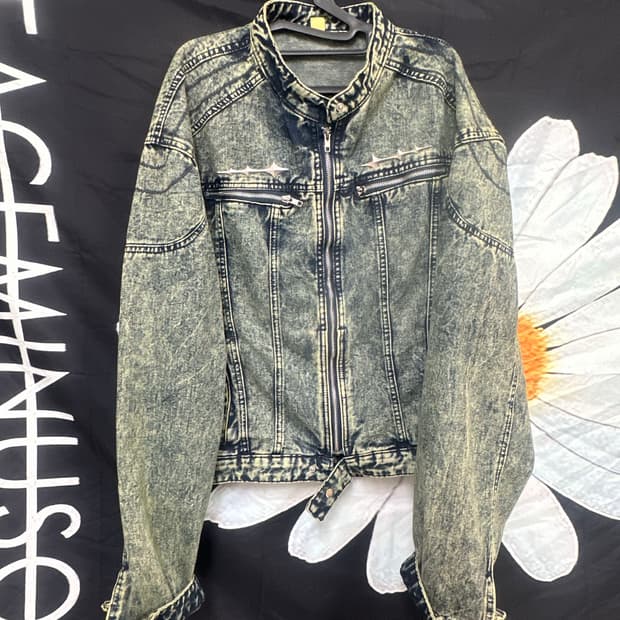 새상품급 Vintage 오버핏 워싱 청자켓2XL110