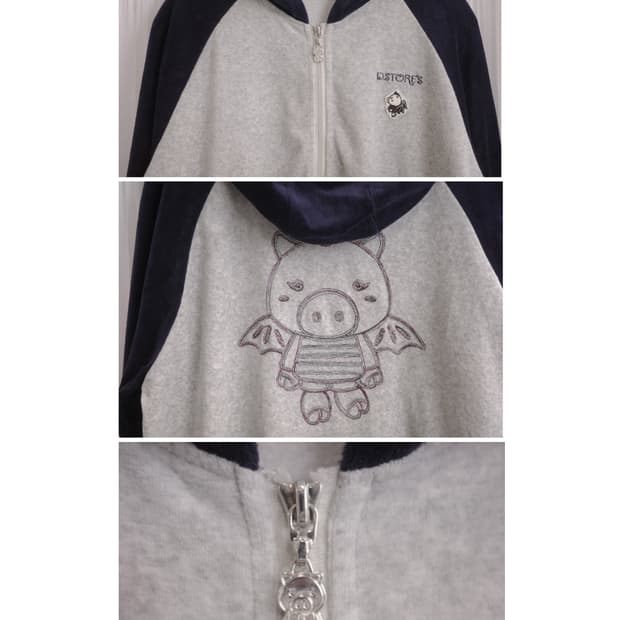 Drug Store Velvet Hood Zip-up 