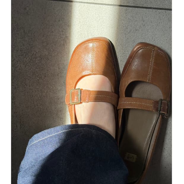 일본빈티지 ing 브라운 플랫슈즈 단화 메리제인 
