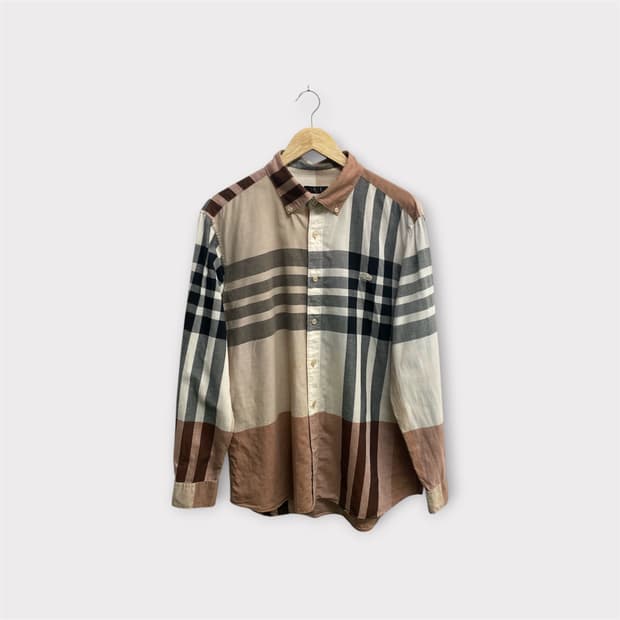 DAKS 시그니처 패턴 체크 린넨 셔츠 XL 