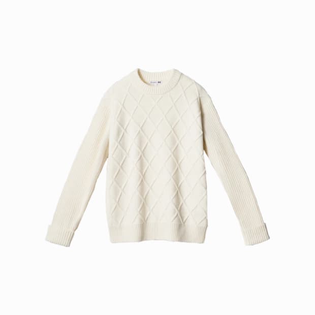 유니클로 x JW 앤더슨 다이아몬트 스티치 크루넥 스웨터  오프 화이트