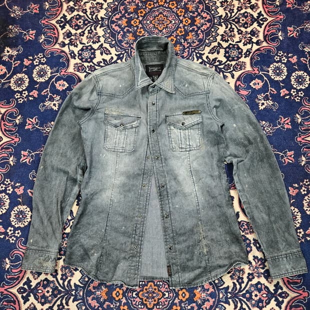 버커루1950 빈티지 워시드 패인팅 웨스턴 데님 셔츠