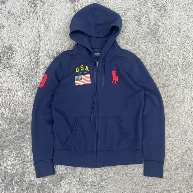 Polo 빅포니 성조기 후드집업