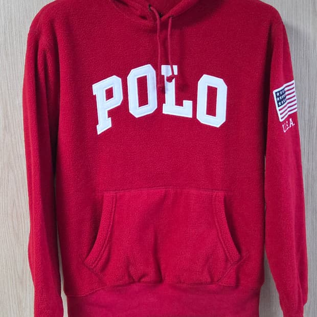 (착샷) 폴로 랄프로렌 USA 플리스 후드 티셔츠