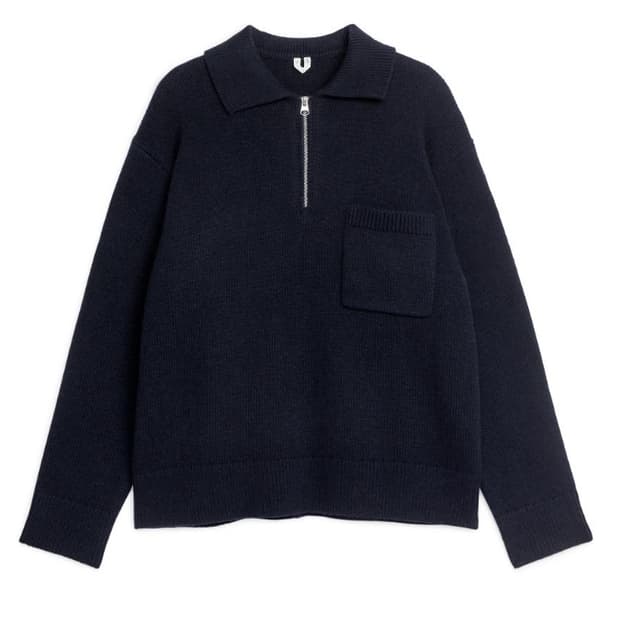 ARKET 아르켓 울 지퍼 폴로 셔츠 네이비 / L