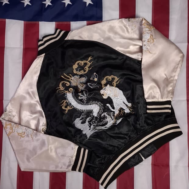 오리지날 일심여경 백호 드래곤 자수 스카잔