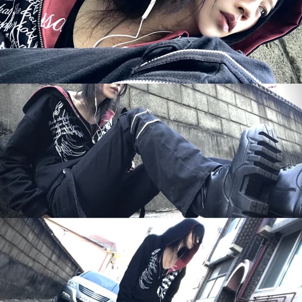(2002)Both printing zip up hoody