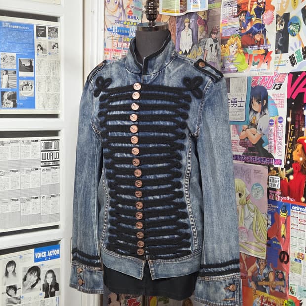 빈티지 워싱 데님 나폴레옹 라인 자켓