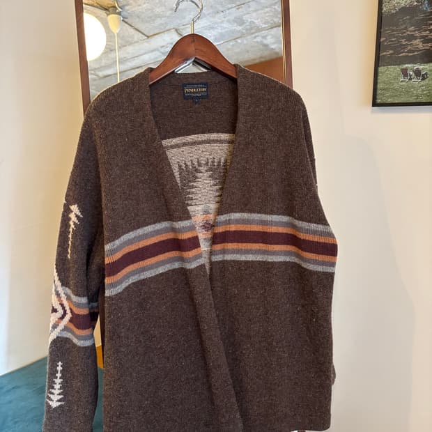 펜들턴 브라운 나바호패턴 가디건 L
