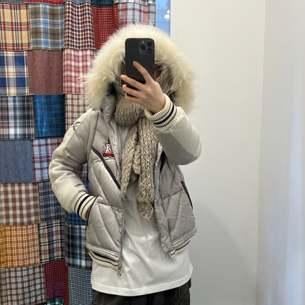 EXE 실버 퀄팅 패딩