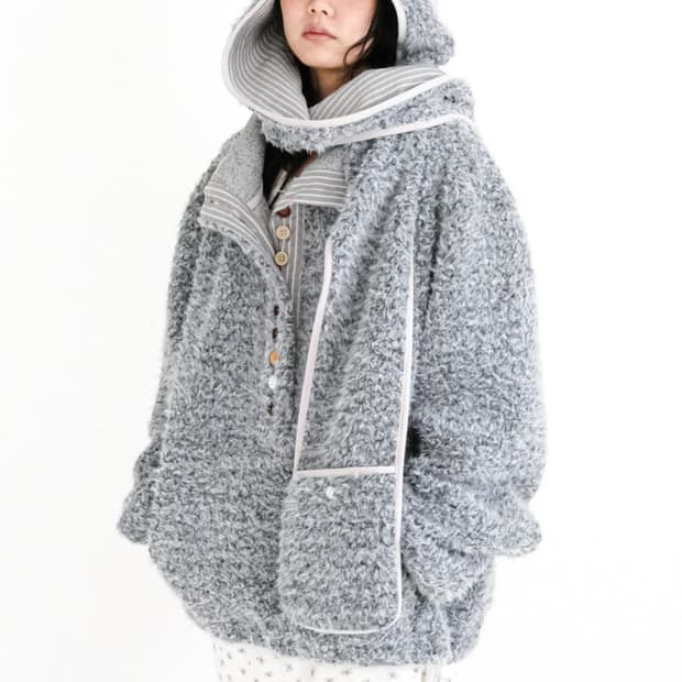 (샵페어리/그레이)fluffy button fleece pullover 