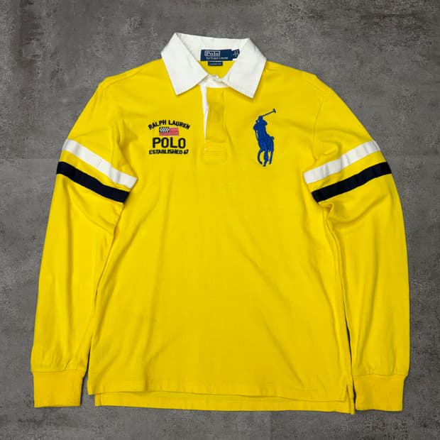 폴로 랄프로렌 빅포니 성조기 옐로우 럭비 셔츠 긴팔