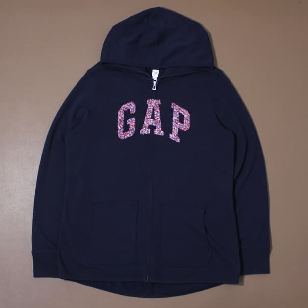 GAP 갭 파스텔 자수 네이비 후드집업